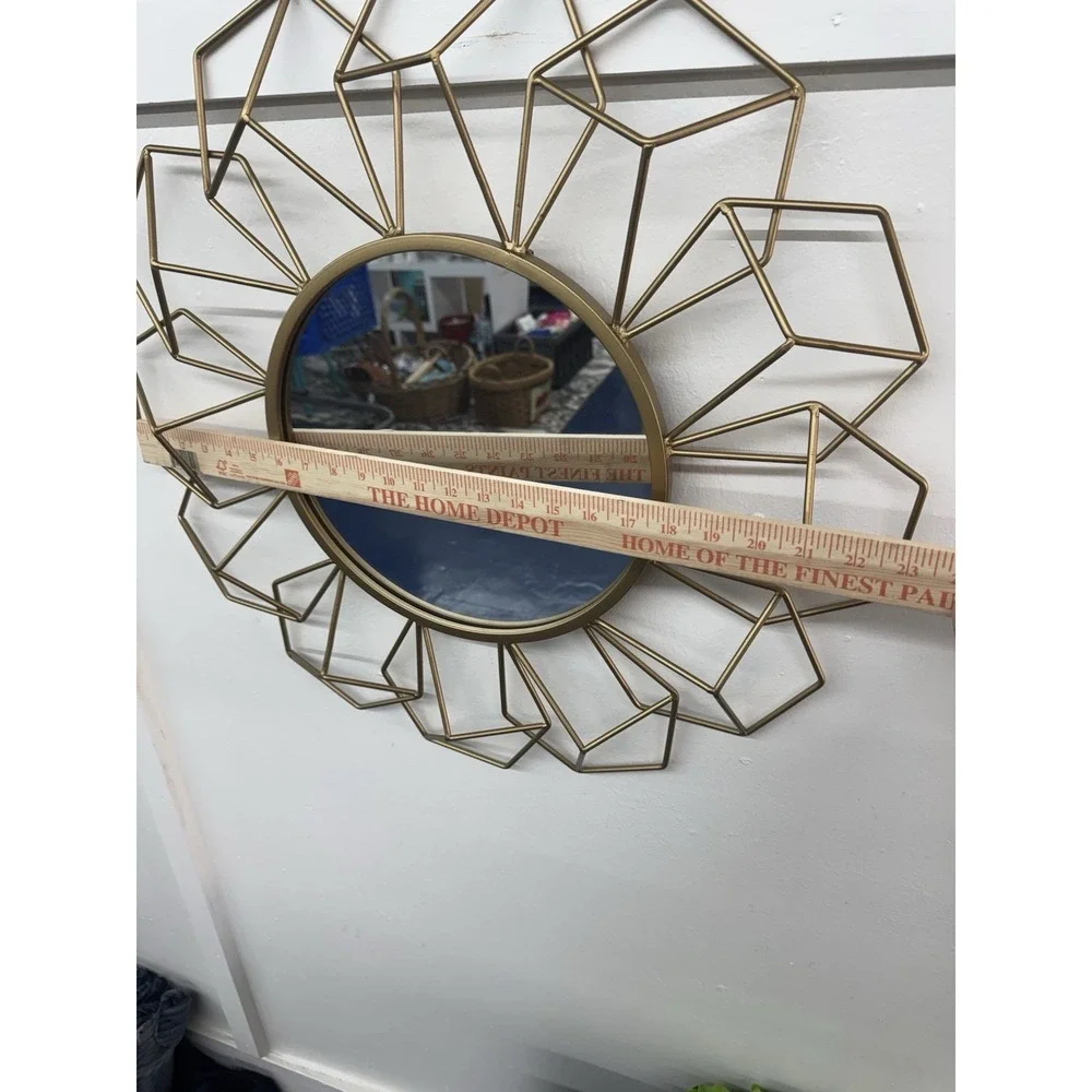 Gold Metal Geometrical Shaped Mirror‎ 22x23x2